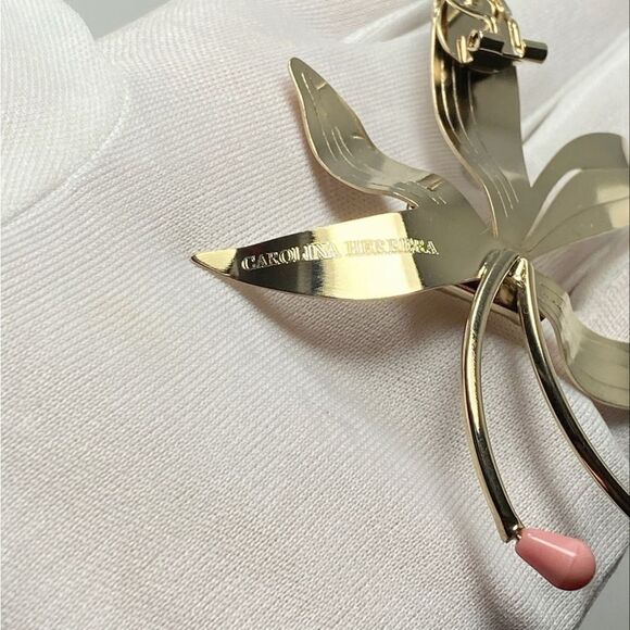 Carolina Herrera Goldtone Flower Earrings - Picture 9 of 9